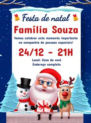 Convite Festa de Natal com Papai Noel e Amigos para Editar Online