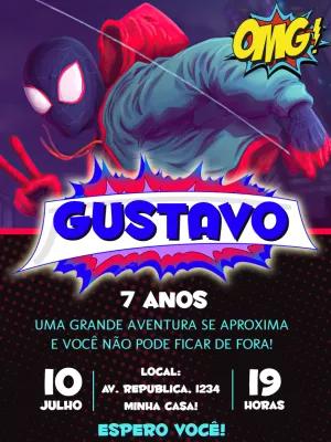 Convite Aniversário Homem Aranha Miles Morales para Editar