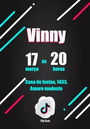 Convite de Aniversário Tema Tik Tok para Editar Online