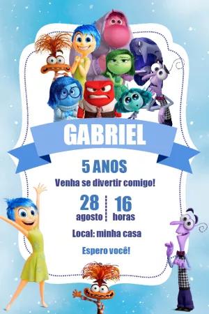 Convite de Aniversário Divertida Mente com Personagens para Editar
