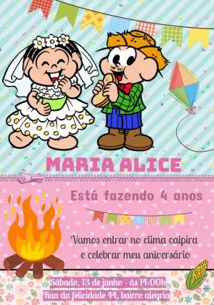 Convite Festa Junina da Turma da Mônica para Editar Online