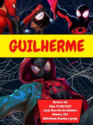 Convite Aniversário Homem-Aranha Aranhaverso para Editar Online