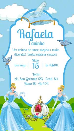 Convite de Aniversário Cinderela para Editar Online