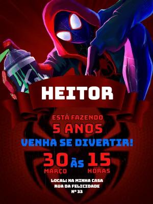 Convite Aniversário Homem Aranha Aranhaverso para Editar Online