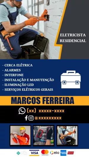 Cartão de Visita Eletricista Profissional para Editar Online