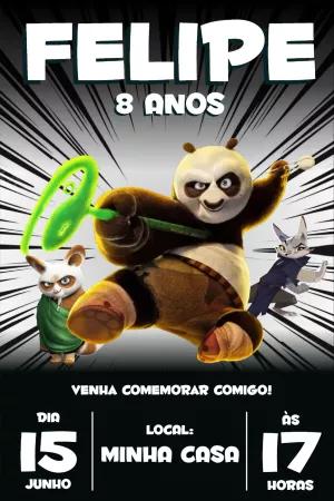 Convite Aniversário Kung Fu Panda com Po para Editar Online