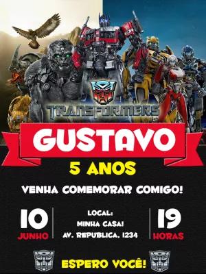 Convite de Aniversário Transformers para Editar Online