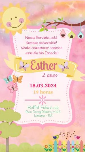Convite Jardim Encantado Aniversário Infantil para Editar