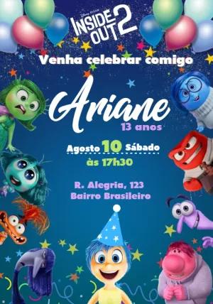 Convite Divertida Mente 2 Editável Online para Aniversário