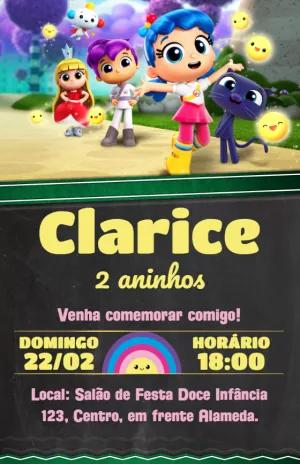 Convite Aniversário Vera e o Reino do Arco Íris para Editar Online