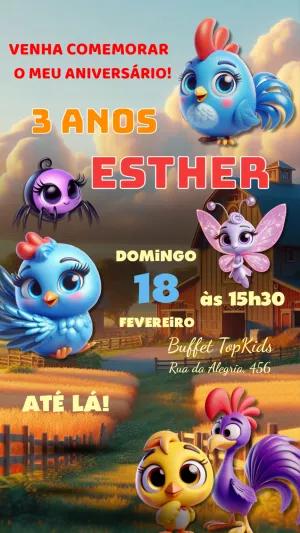 Convite de Aniversário Galinha Pintadinha para Editar Online