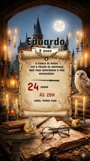 Convite de Aniversário Harry Potter Editável