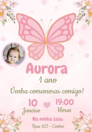 Convite Jardim das Borboletas com Foto para Editar Online