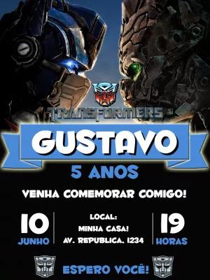 Convite de Aniversário Transformers para Editar Online