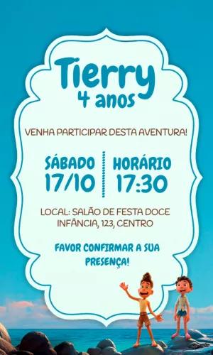 Convite de Aniversário Luca Pixar para Editar Online