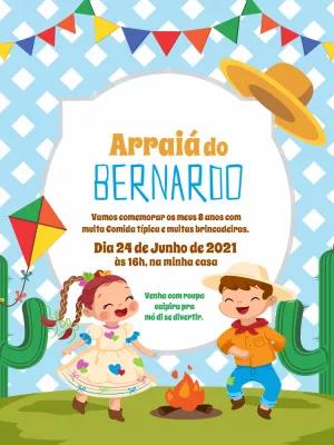 Convite Festa Junina de Aniversário com Crianças para Editar