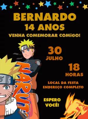 Convite Aniversário Naruto Editável Online para Personalizar
