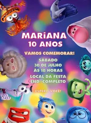 Convite Aniversário Divertida Mente 2 para Editar Online