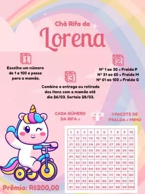 Chá Rifa de Bebê Unicórnio Fofo para Editar Online