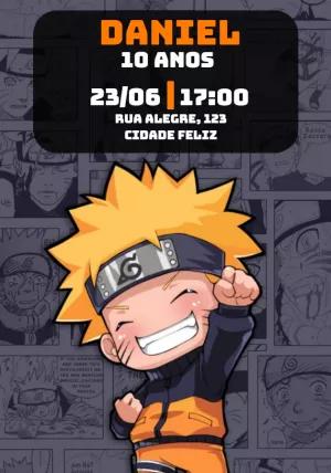Convite de Aniversário Naruto para Editar Online