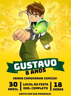 Convite de Aniversário Ben 10 para Editar e Imprimir Online