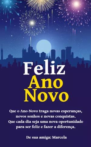 Cartão de Ano Novo com fogos de artifício para editar online