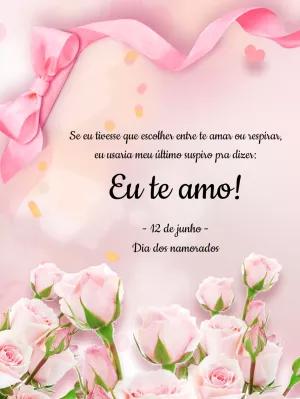 Cartão Dia dos Namorados Romântico com Rosas para Editar Online