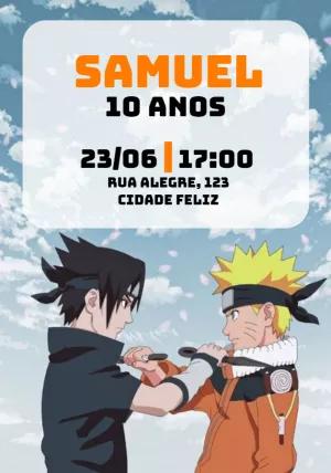 Convite de Aniversário Naruto e Sasuke para Editar Online