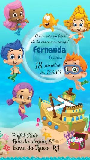 Convite de Aniversário Bubble Guppies para Editar Online