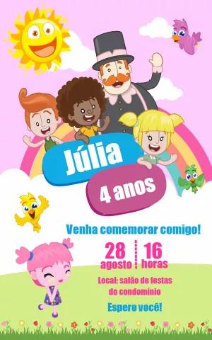 Convite Aniversário Mundo Bita Rosa para Editar Online