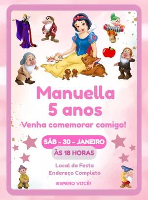 Convite de Aniversário Branca de Neve para Editar Online