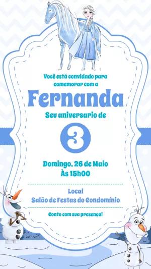 Convite de Aniversário Frozen com Elsa para Editar Online