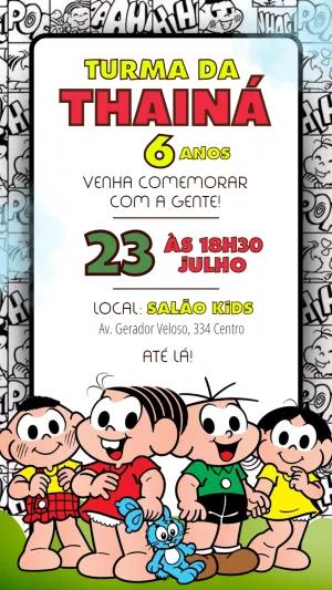 Convite de Aniversário Turma da Mônica para Editar Online