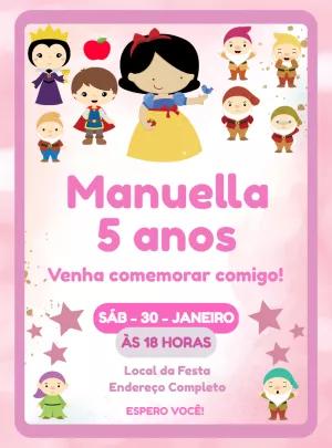 Convite de Aniversário Branca de Neve para Editar Online