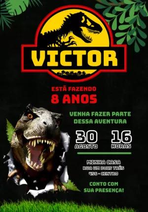 Convite de Aniversário Dinossauro Jurassic Park para Editar
