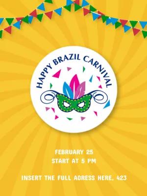 Editable Brazil Carnival Party Invitation to Customize Online