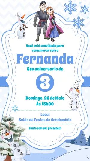 Convite de Aniversário Frozen com Personagens para Editar