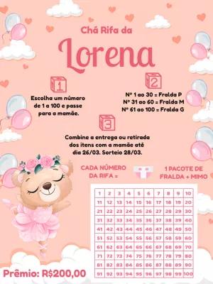 Chá Rifa Chá de Bebê Ursinha Bailarina para Editar Online