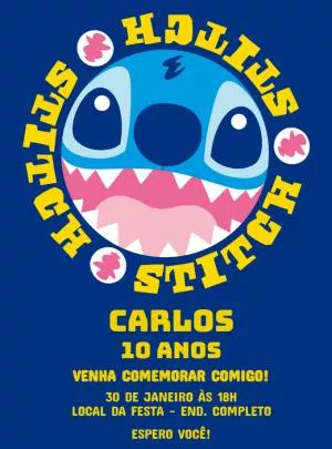 Convite de Aniversário Stitch Editável Online