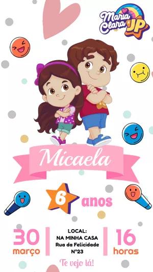 Convite de Aniversário Maria Clara e JP para Editar Online