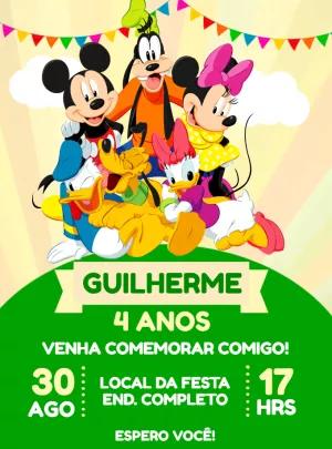 Convite Aniversário Turma do Mickey para Editar Online