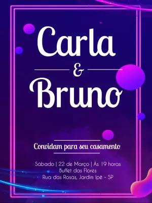 Convite de Casamento Neon Moderno para Editar Online