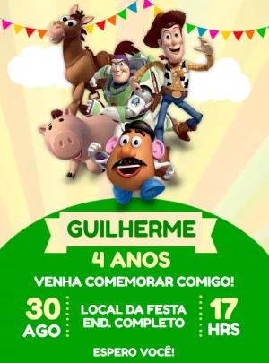 Convite de Aniversário Toy Story com Personagens para Editar