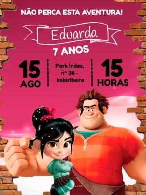 Convite de Aniversário Detona Ralph para Editar Online