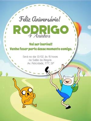 Convite de Aniversário Hora da Aventura com Personagens para Editar