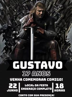 Convite de Aniversário Game of Thrones Ned Stark para Editar