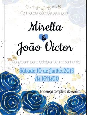 Convite de Casamento Floral com Rosas Azuis para Editar Online