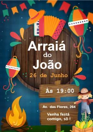 Convite de Aniversário Arraiá Caipira para Editar Online