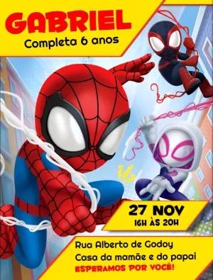 Convite Aniversário Spidey e Amigos para Editar Online