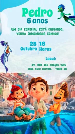 Convite de Aniversário Luca Disney para Editar Online